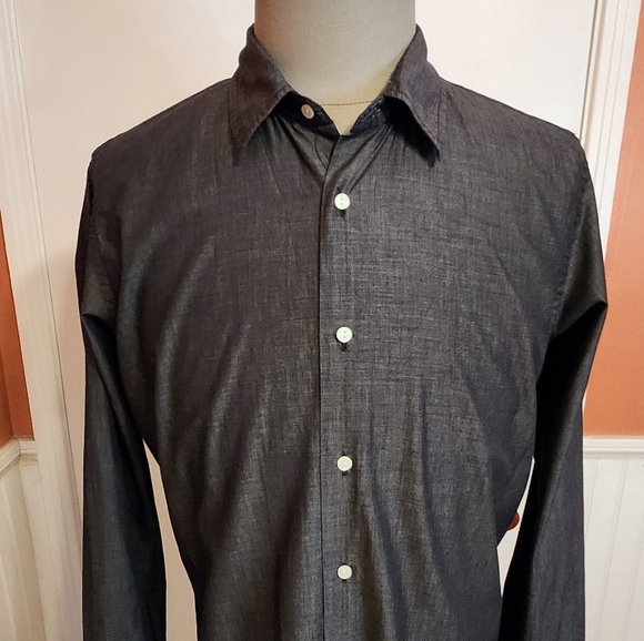 B. D. Studio New York Collared Comfy Mens Button Front Shirt Black X-Large - Picture 2 of 9